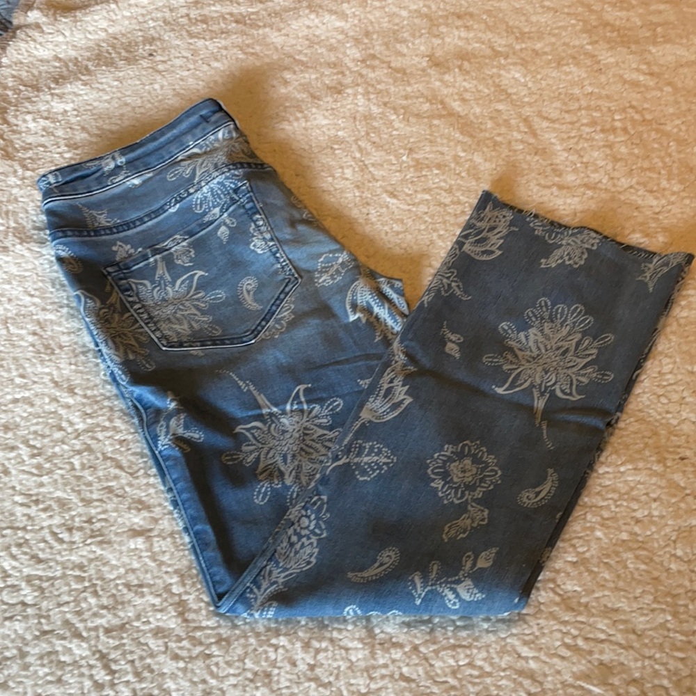 Free People floral print jeans.